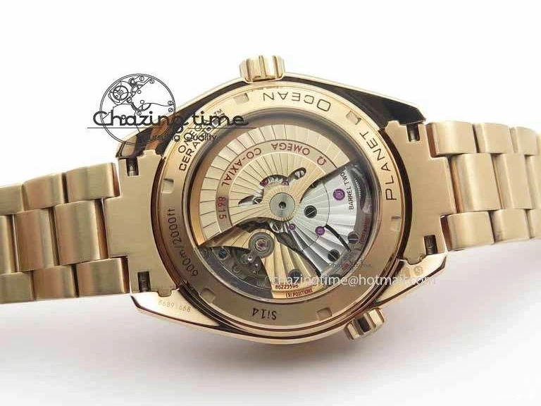 0305 Efficient Planet Ocean GMT 43.5mm RG V6F 1:1 Best Edition Black Dial On RG Bracelet A 8182